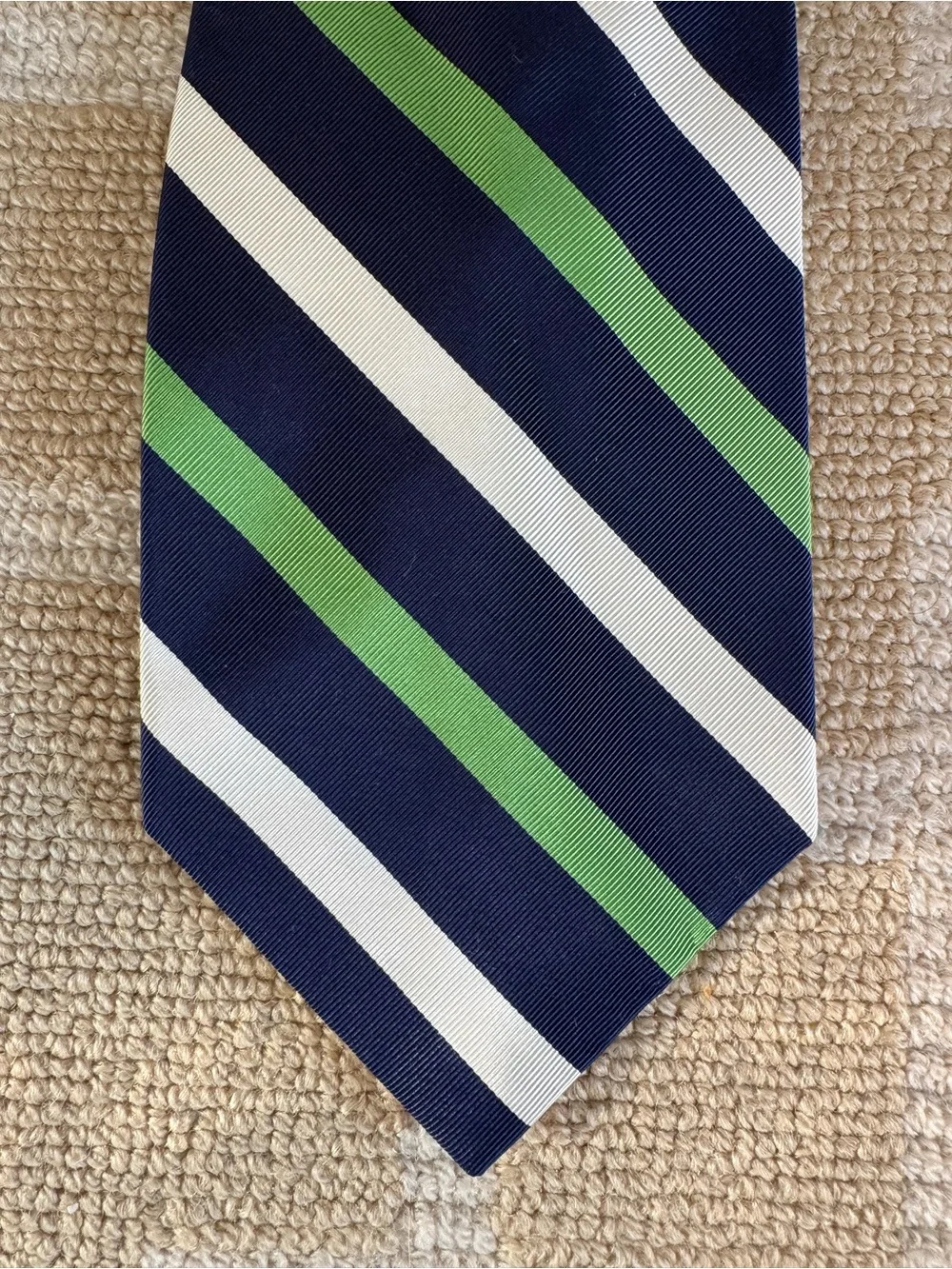 Brooks Brothers Makers Repp Stripe Vintage Silk Tie Navy Green White Classic